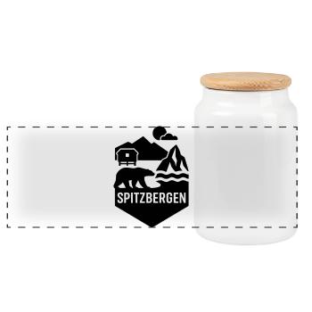 Svalbard Norway Silhouette - Panoramic Cookie Jar with Wooden Lid - white - Front