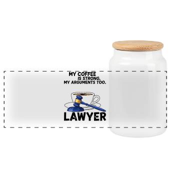 Coffee Lawyer Saying Perfect Shirt Design Lawyer - Panoramic Cookie Jar with Wooden Lid - white - Front