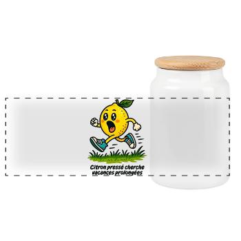 Citron pressé cherche vacances prolongées - Boîte à biscuits avec couvercle en bois - blanc - Devant