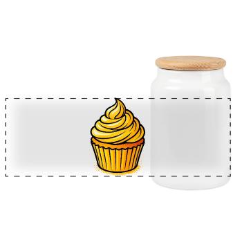 Goldener Cupcake  - Panorama Keksdose mit Holzdeckel - Weiß - Vorne