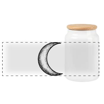 Hand Drawn Crescent Moon Sketch - Panoramic Cookie Jar with Wooden Lid - white - Front