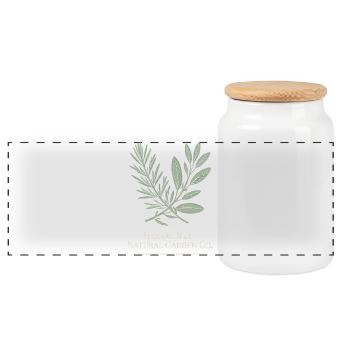 Herbal Mix – Rosmarin & Salbei - Panorama Keksdose mit Holzdeckel - Weiß - Vorne
