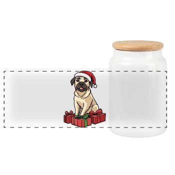 Kangal Hund Weihnachten Geschenke - Panorama Keksdose mit Holzdeckel - Weiß - Vorne