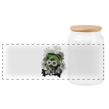 Ornement en forme de cercle de fleurs vert - Boîte à biscuits avec couvercle en bois - blanc - Devant