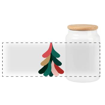 Sapin de Noël coloré pour Noël - Boîte à biscuits avec couvercle en bois - blanc - Devant