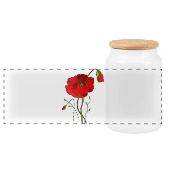 Fleur - Boîte à biscuits avec couvercle en bois - blanc - Devant