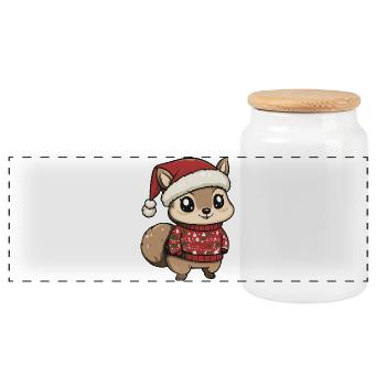 Eichhörnchen Weihnachten Xmas - Panorama Keksdose mit Holzdeckel - Weiß - Vorne