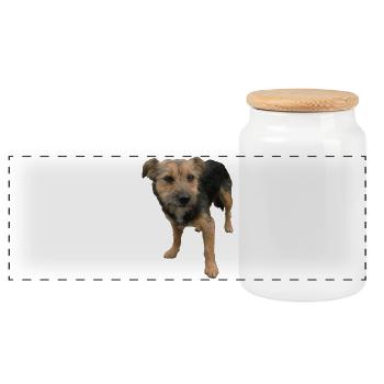 Chien - Boîte à biscuits avec couvercle en bois - blanc - Devant