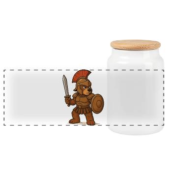 Sparta Bear Gladiator - Panoramic Cookie Jar with Wooden Lid - white - Front