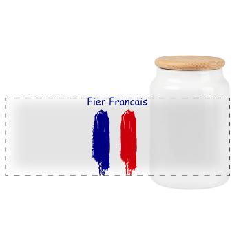 Fier Français tri-bleu blanc rouge - Boîte à biscuits avec couvercle en bois - blanc - Devant