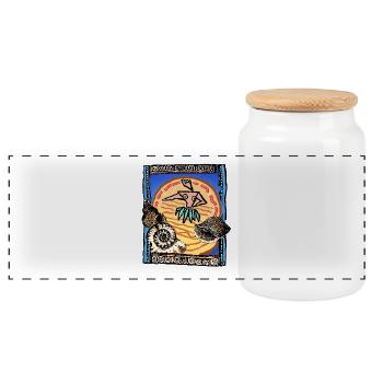 SHARKYS OLDHOUSE Vintage Aloha Surfer - Panorama Keksdose mit Holzdeckel - Weiß - Vorne
