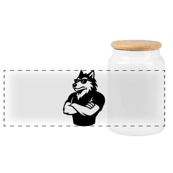 badass wolf türsteher nightlife cool bro - Panorama Keksdose mit Holzdeckel - Weiß - Vorne