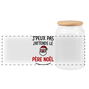 J’peux pas j’attends le Père Noël - Boîte à biscuits avec couvercle en bois - blanc - Devant