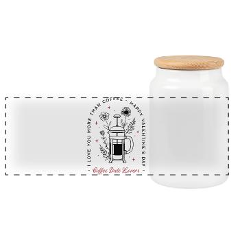 Citations romantiques drôles de café pour la Saint-Valentin rétro - Boîte à biscuits avec couvercle en bois - blanc - Devant