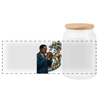 Trompeter Jazz Bebop Groove Poster Geschenk - Panorama Keksdose mit Holzdeckel - Weiß - Vorne
