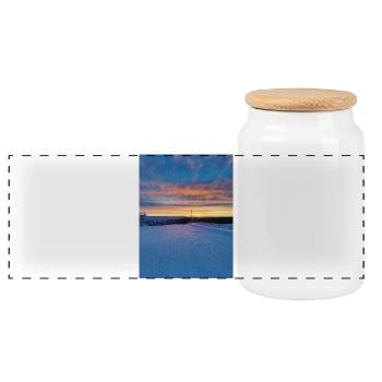 Coucher de soleil dans un paysage hivernal - Boîte à biscuits avec couvercle en bois - blanc - Devant