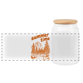 Summertime Nature Silhouette - Panoramic Cookie Jar with Wooden Lid - white - Front