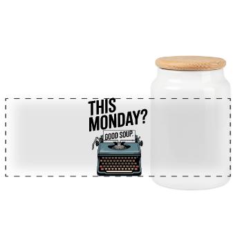 This Monday Good Soup Retro Meme - Panorama Keksdose mit Holzdeckel - Weiß - Vorne