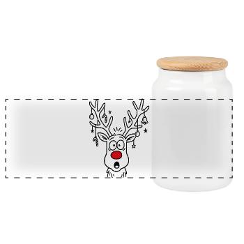 Rentier Rudolph Merry Christmas - Panorama Keksdose mit Holzdeckel - Weiß - Vorne