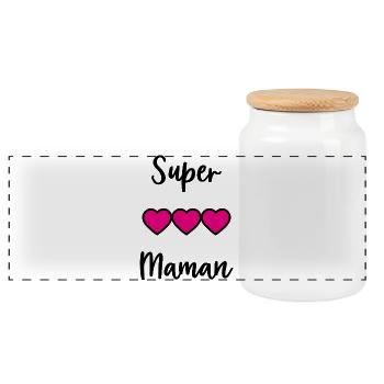 MAMMA. CHRISTMAS. HAPPY BIRTHDAY. HEART. HAPPY MOTHER'S DAY. - Panoramic Cookie Jar with Wooden Lid - white - Front