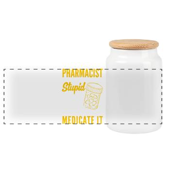 Pharmacist Pharmaceutical Technical - Panoramic Cookie Jar with Wooden Lid - white - Front
