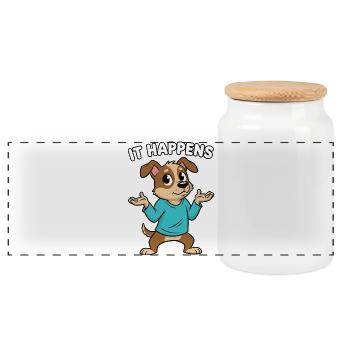 Dessin animé Ça Arrive - Boîte à biscuits avec couvercle en bois - blanc - Devant