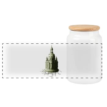Low Poly Chess Checkers Frauenkirche - Panoramic Cookie Jar with Wooden Lid - white - Front