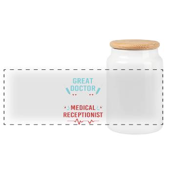 Receptionist Medicine Receptionist - Panoramic Cookie Jar with Wooden Lid - white - Front