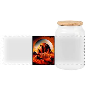 Temple de la Lune Rouge Sphère du Désert - Boîte à biscuits avec couvercle en bois - blanc - Devant