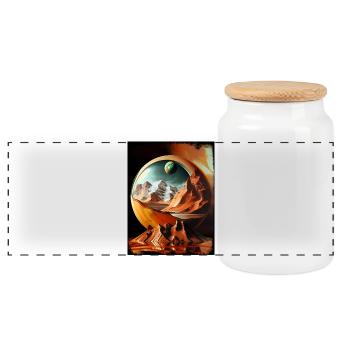 Paysage désertique du globe planétaire - Boîte à biscuits avec couvercle en bois - blanc - Devant