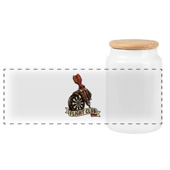 Club de vol. Fléchette - Boîte à biscuits avec couvercle en bois - blanc - Devant