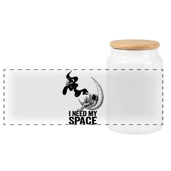 J’ai besoin de mon espace – Astronaute cosmique sur la Lune - Boîte à biscuits avec couvercle en bois - blanc - Devant