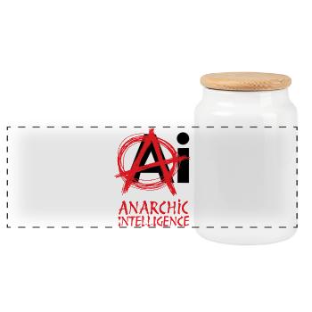 ANARCHIC INTELLIGENCE - let's talk - Panoramic Cookie Jar with Wooden Lid - white - Front