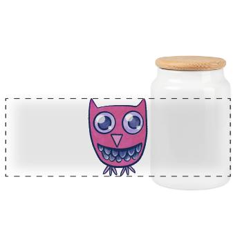 Pink Owl Cartoon - Panorama Keksdose mit Holzdeckel - Weiß - Vorne