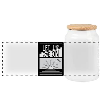 Let it go. Move on. - Panoramic Cookie Jar with Wooden Lid - white - Front