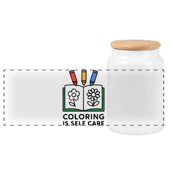Coloring Is Self Care - Panorama Keksdose mit Holzdeckel - Weiß - Vorne