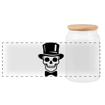 Groom Skull Icon Jga - Panoramic Cookie Jar with Wooden Lid - white - Front