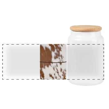 Journal en cuir de vache brun - Boîte à biscuits avec couvercle en bois - blanc - Devant