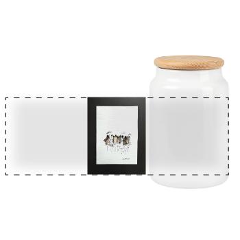 La mode, les gens abstraits. Aquarelle à l’encre - Boîte à biscuits avec couvercle en bois - blanc - Devant