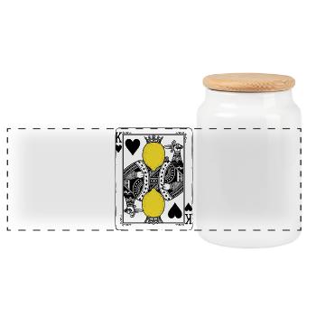Heart King Lemon - Lemonade Playing Card Gift - Panoramic Cookie Jar with Wooden Lid - white - Front