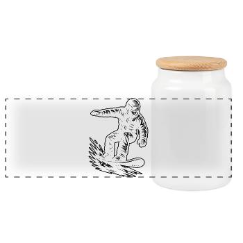 Direct Snowboard Statement - Panoramic Cookie Jar with Wooden Lid - white - Front
