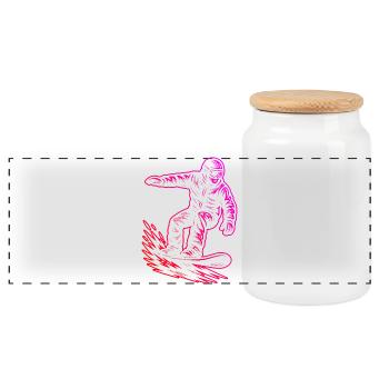 Motif classique du snowboard - Boîte à biscuits avec couvercle en bois - blanc - Devant
