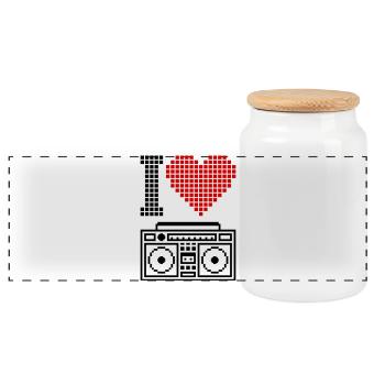 I Love Ghettoblaster – Musique Old School des années 80 - Boîte à biscuits avec couvercle en bois - blanc - Devant
