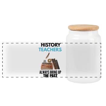 history teacher historian professor - Panoramic Cookie Jar with Wooden Lid - white - Front