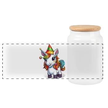 Unicorn Party Magic - Panoramic Cookie Jar with Wooden Lid - white - Front