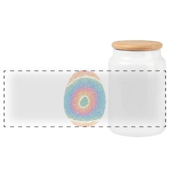 Spirale d’empreintes digitales colorées - Boîte à biscuits avec couvercle en bois - blanc - Devant