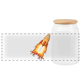 Fusée - Boîte à biscuits avec couvercle en bois - blanc - Devant