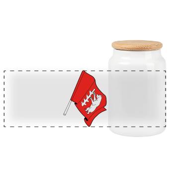 Flag of Warwickshire - Panoramic Cookie Jar with Wooden Lid - white - Front