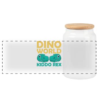 Dino World Kiddo Rex - Panoramic Cookie Jar with Wooden Lid - white - Front
