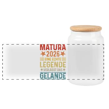 Matura 2026 A legend leaves the site - Panoramic Cookie Jar with Wooden Lid - white - Front